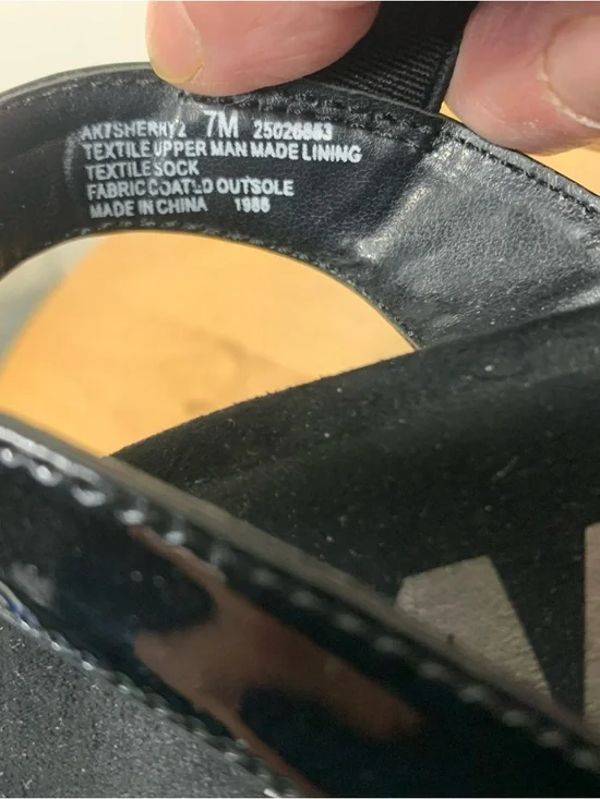 𝅺anne Klein Sport Black Wedged Elastic straps Sandals memory foam insoles - Picture 7 of 14